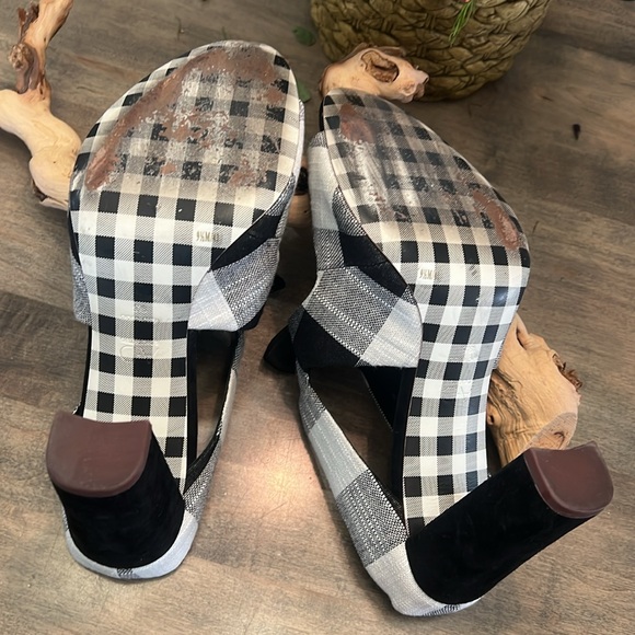 AD and Daughters black and white plaid with bow high heel slip one - Picture 5 of 12